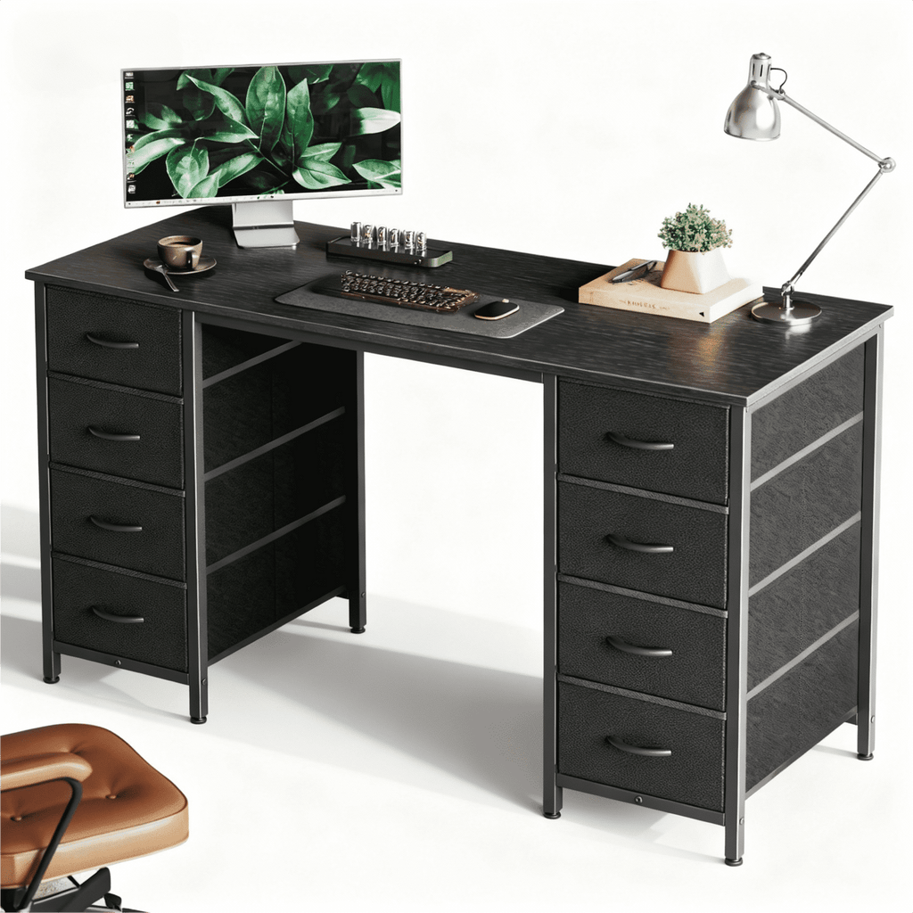CONCETTA 55 Inch Computer Desk with 4 Drawers &amp; Mesh Shelf, Large Desktop,Storage Desk for Home Office, Gaming &amp; Study, Flexible Setup, Rustic Brown