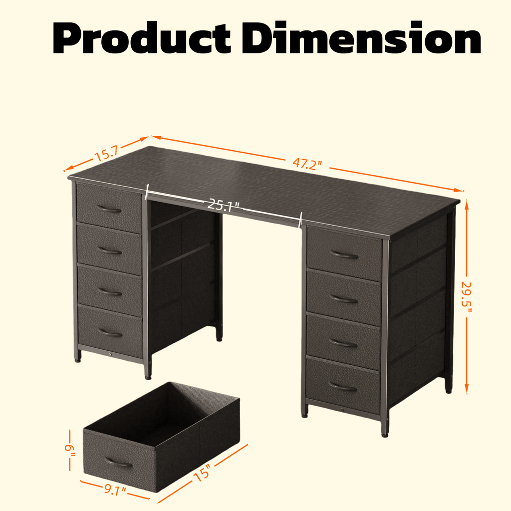 CONCETTA 55 Inch Computer Desk with 4 Drawers &amp; Mesh Shelf, Large Desktop,Storage Desk for Home Office, Gaming &amp; Study, Flexible Setup, Rustic Brown
