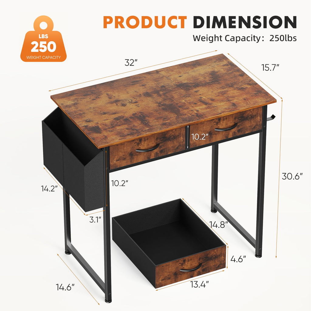 CONCETTA 55 Inch Computer Desk with 4 Drawers &amp; Mesh Shelf, Large Desktop,Storage Desk for Home Office, Gaming &amp; Study, Flexible Setup, Rustic Brown