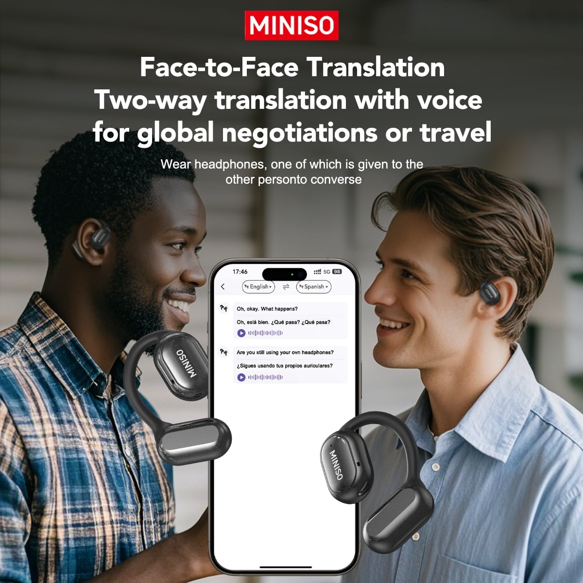 X30 AI Translator Bluetooth 5.4 Open Ear Earbuds, 130+ Languages, Noise-Cancelling, 55H Playtime, IPX5 Waterproof, LED Touch Screen