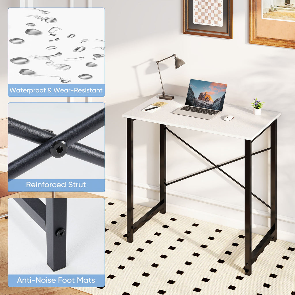ZUNMOS Modern Sturdy Desk with Storage Bag and Iron Hook, Black