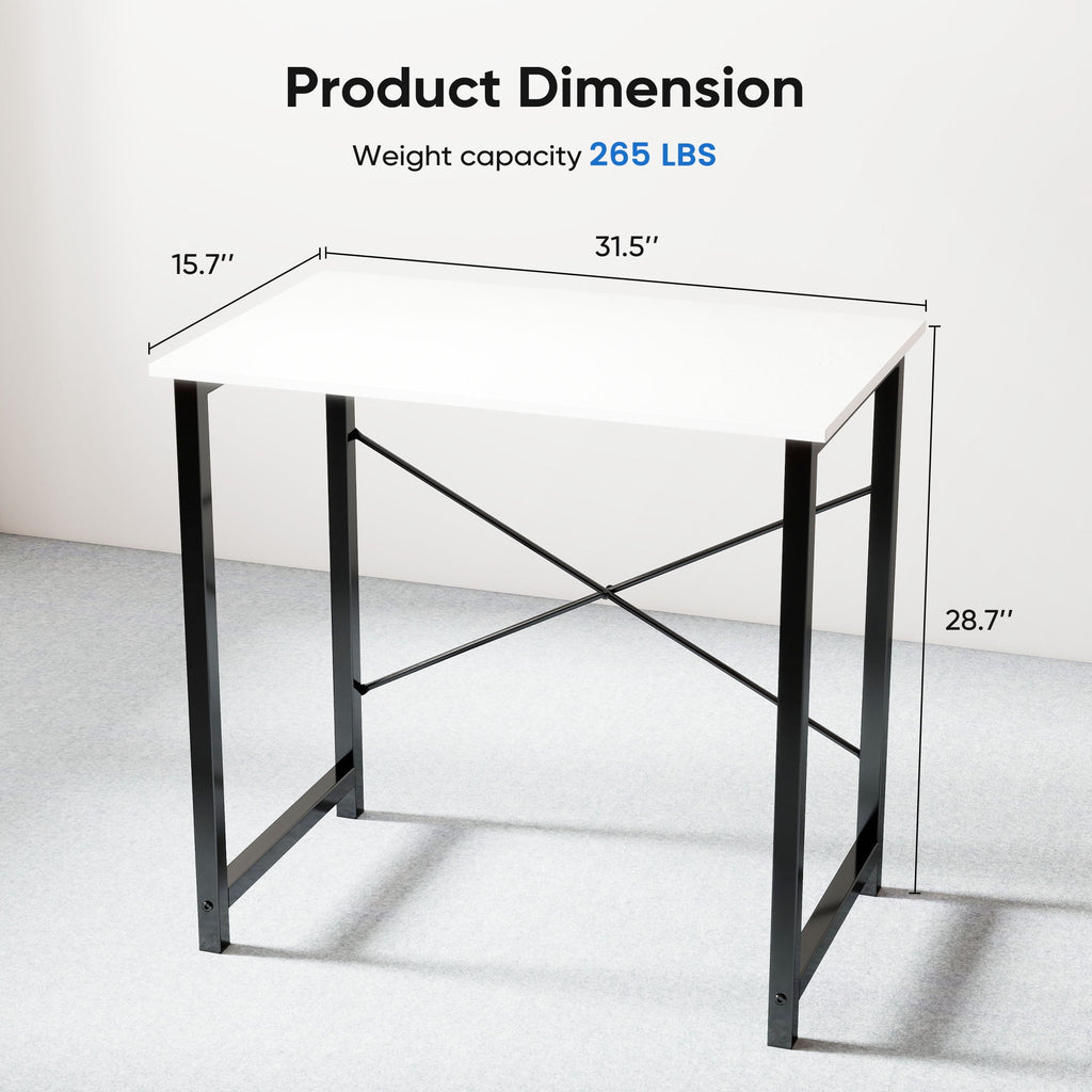 ZUNMOS Modern Sturdy Desk with Storage Bag and Iron Hook, Black