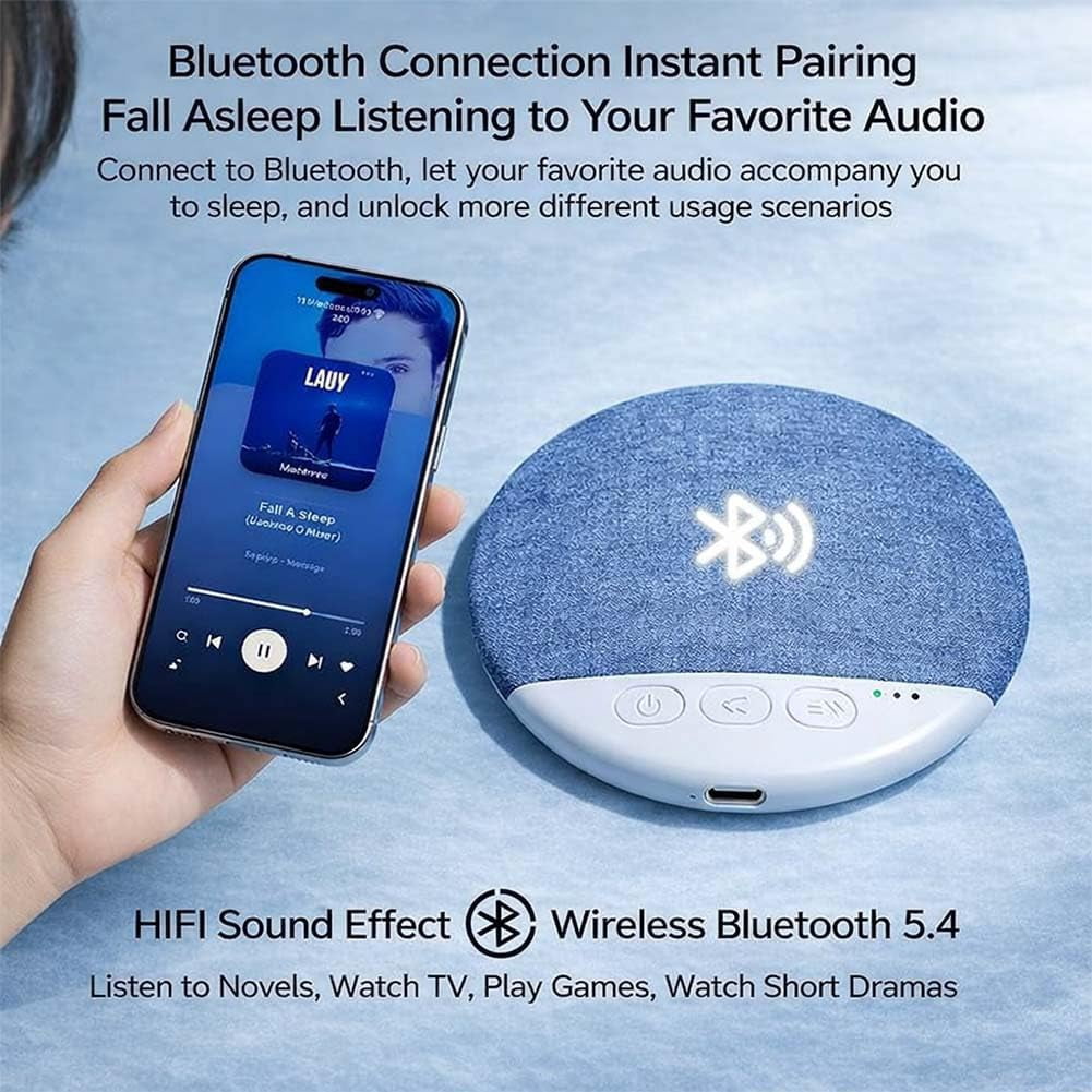 Pillow Speakers for Sleeping, Bluetooth Under Pillow Speaker with White Noise, Ultra-Slim Bed Speaker for Side Sleepers, Wireless Bed Speaker for Night Use