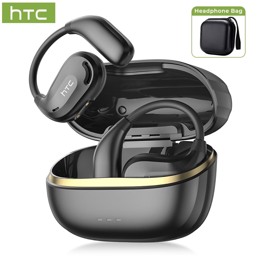 NE18 Bluetooth 5.4 Open-Ear Earbuds, AI Translator, Noise-Cancelling, 130+ Languages, 24H Playtime, IPX5 Waterproof, Black + Earbud Case
