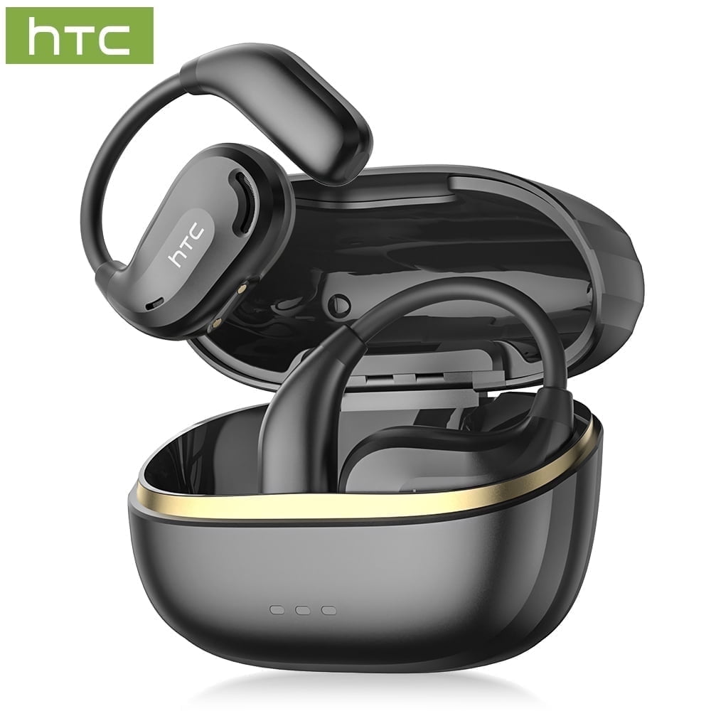 NE18 Bluetooth 5.4 Open-Ear Earbuds, AI Translator, Noise-Cancelling, 130+ Languages, 24H Playtime, IPX5 Waterproof, Black + Earbud Case