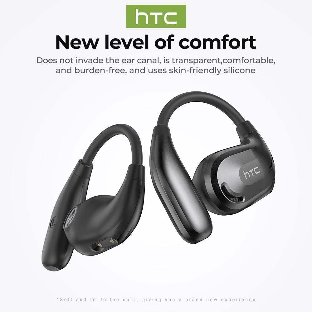 NE18 Bluetooth 5.4 Open-Ear Earbuds, AI Translator, Noise-Cancelling, 130+ Languages, 24H Playtime, IPX5 Waterproof, Black + Earbud Case