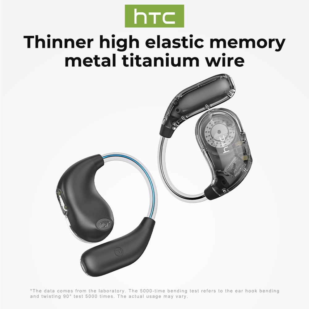 NE18 Bluetooth 5.4 Open-Ear Earbuds, AI Translator, Noise-Cancelling, 130+ Languages, 24H Playtime, IPX5 Waterproof, Black + Earbud Case