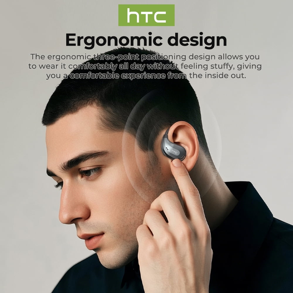NE18 Bluetooth 5.4 Open-Ear Earbuds, AI Translator, Noise-Cancelling, 130+ Languages, 24H Playtime, IPX5 Waterproof, Black + Earbud Case