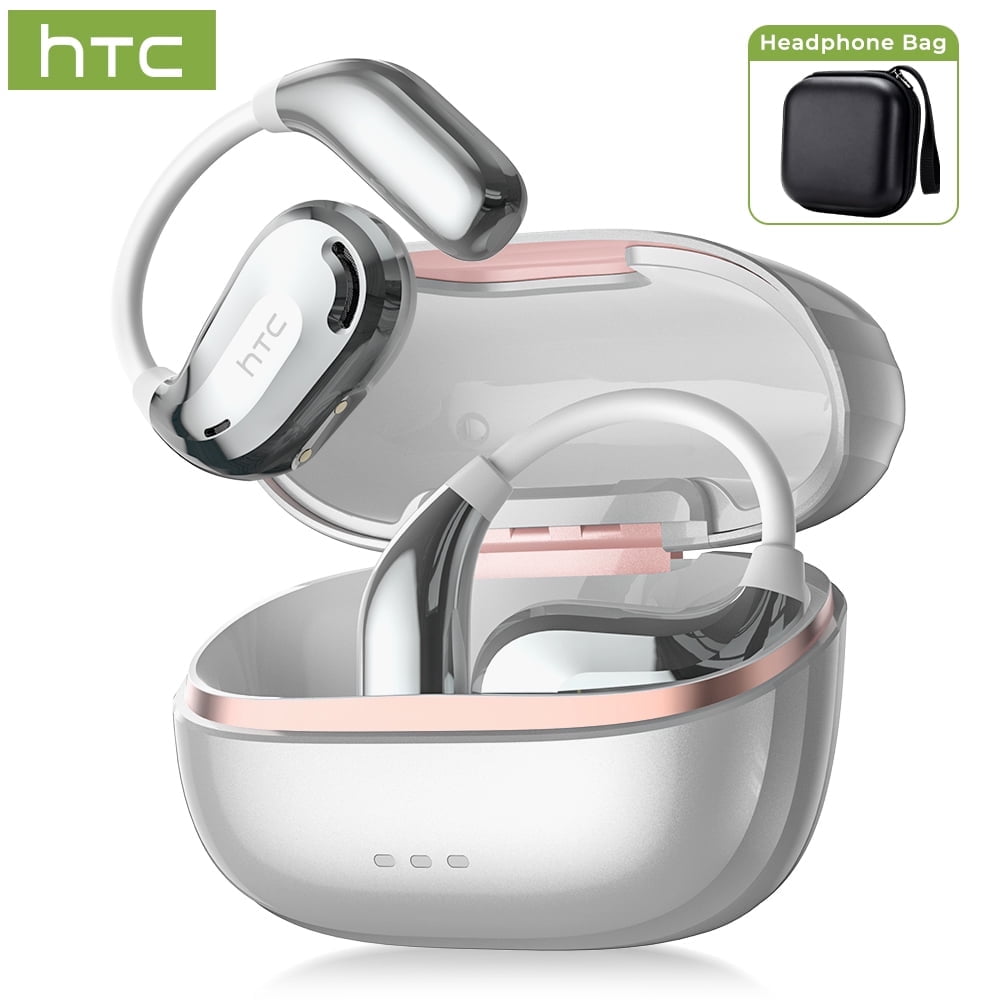 NE18 Bluetooth 5.4 Open-Ear Earbuds, AI Translator, Noise-Cancelling, 130+ Languages, 24H Playtime, IPX5 Waterproof, Black + Earbud Case