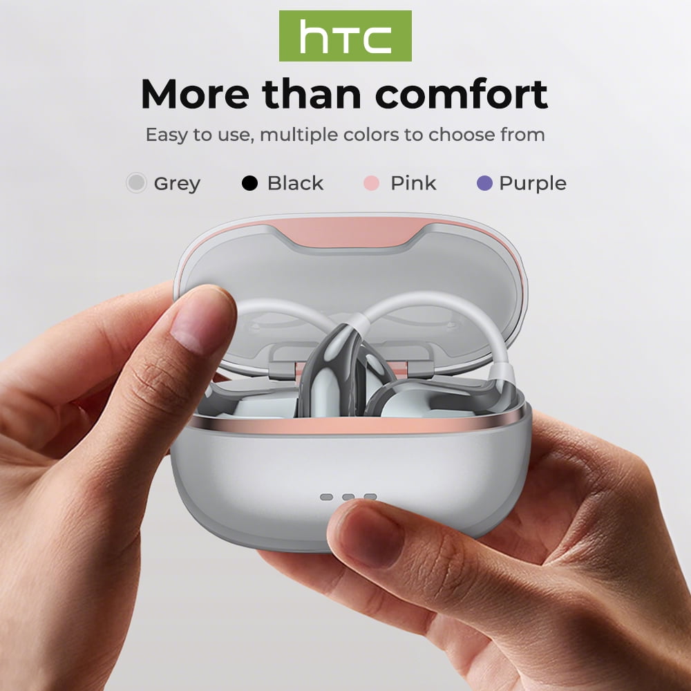 NE18 Bluetooth 5.4 Open-Ear Earbuds, AI Translator, Noise-Cancelling, 130+ Languages, 24H Playtime, IPX5 Waterproof, Black + Earbud Case