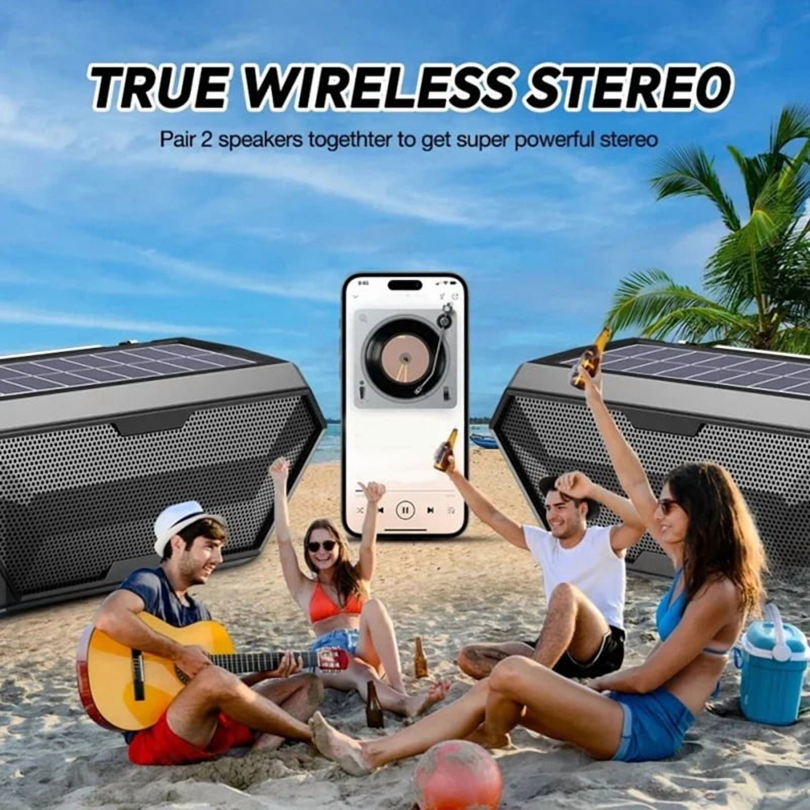 Solar Bluetooth Speaker Wireless Stereo Dual Antenna Outdoor with Phone Charger TF FM pwm25