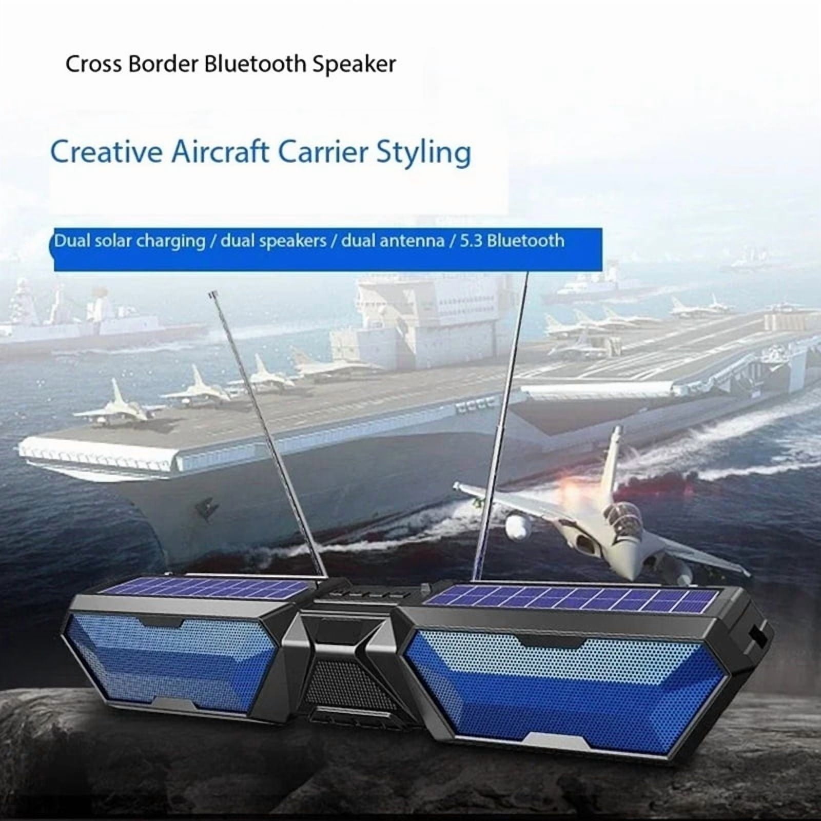 Solar Bluetooth Speaker Wireless Stereo Dual Antenna Outdoor with Phone Charger TF FM pwm25