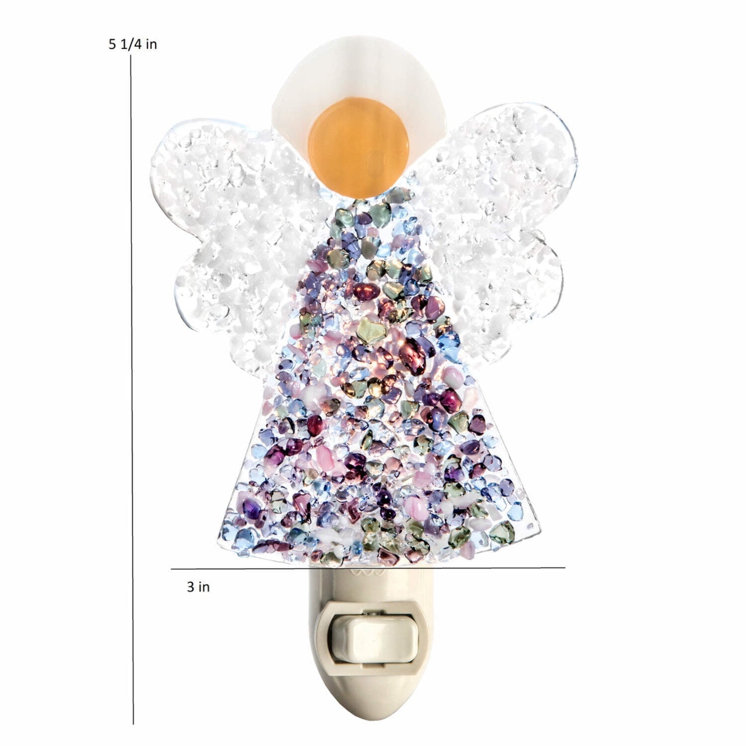 J Devlin Glass Art Stained Glass Plug-in Religious Angel Night Light