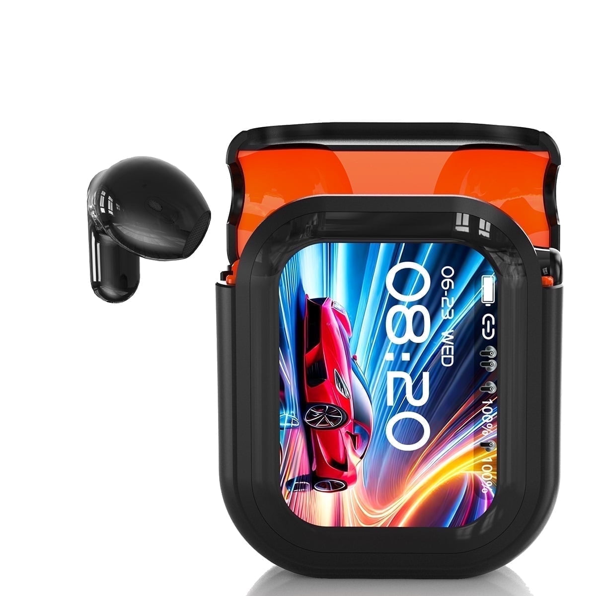 NE20 Wireless Bluetooth 6.0 In-Ear Earbuds, AI Translator, Noise-Cancelling Headphones, LED Touch Screen, 130+ Languages, 24H,Black