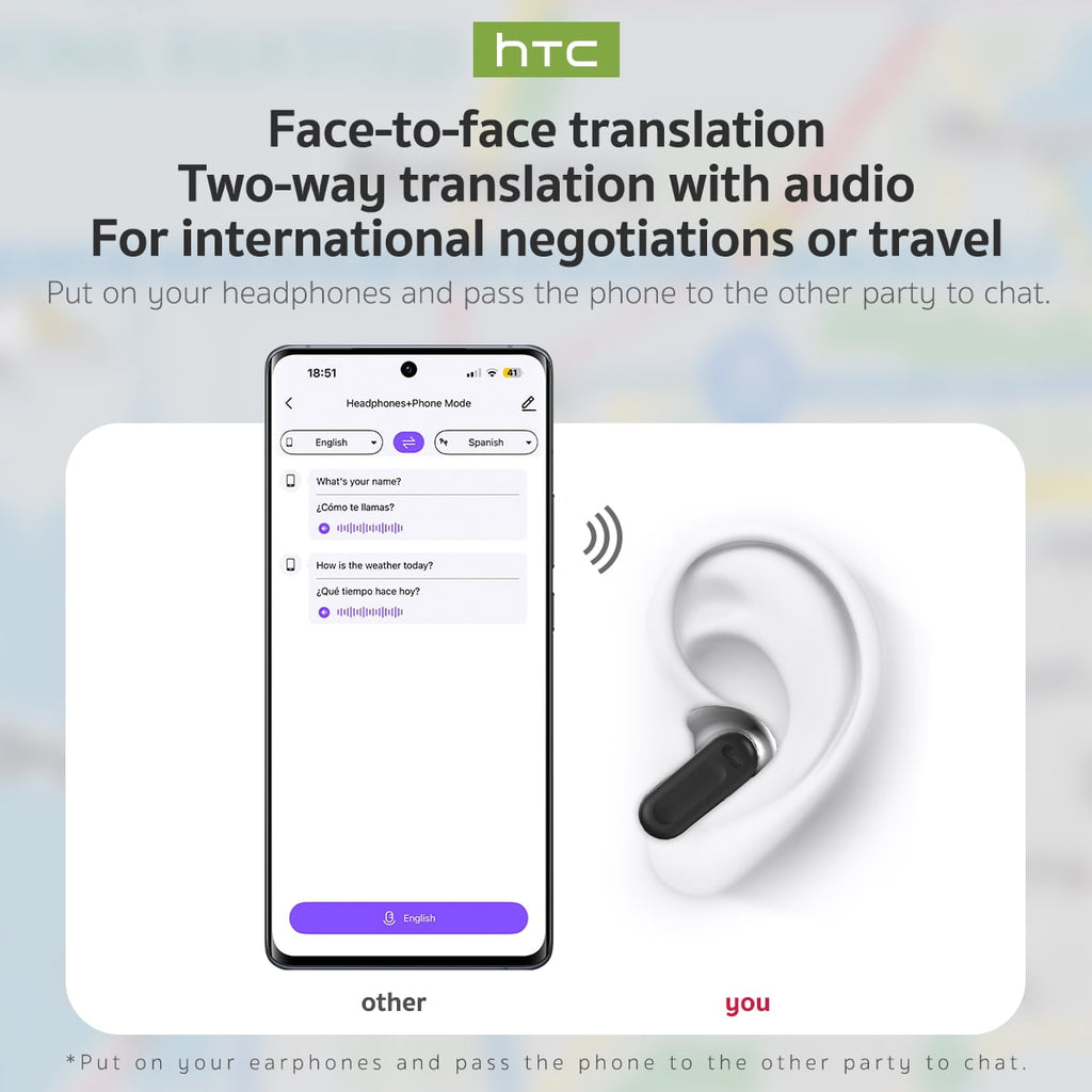 NE20 Wireless Bluetooth 6.0 In-Ear Earbuds, AI Translator, Noise-Cancelling Headphones, LED Touch Screen, 130+ Languages, 24H,Black