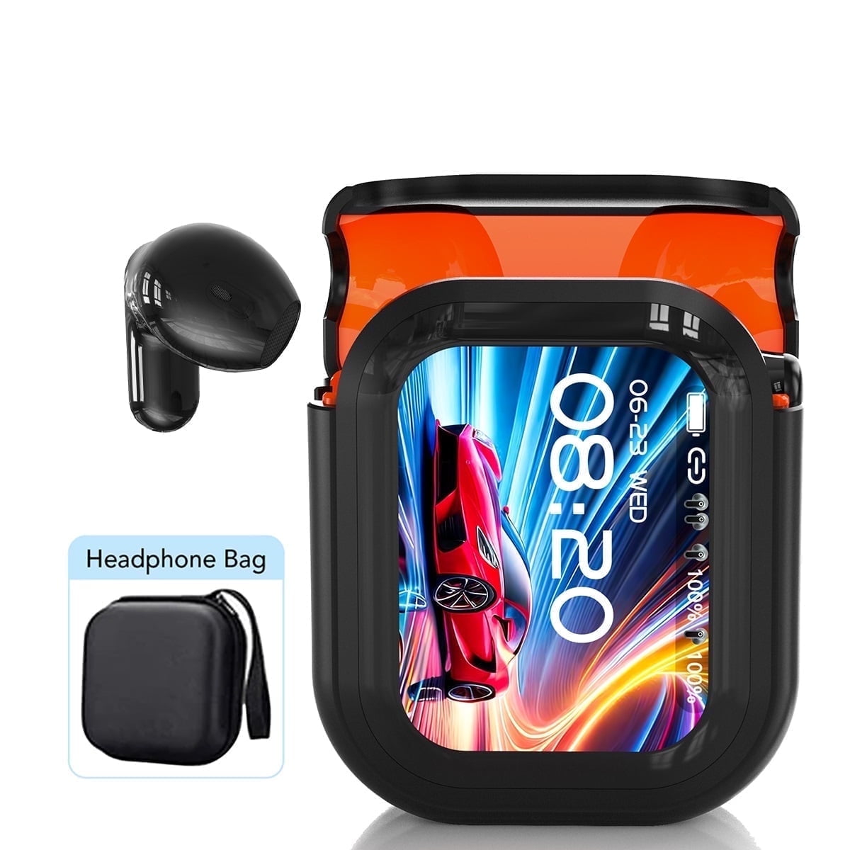 NE20 Wireless Bluetooth 6.0 In-Ear Earbuds, AI Translator, Noise-Cancelling Headphones, LED Touch Screen, 130+ Languages, 24H,Black