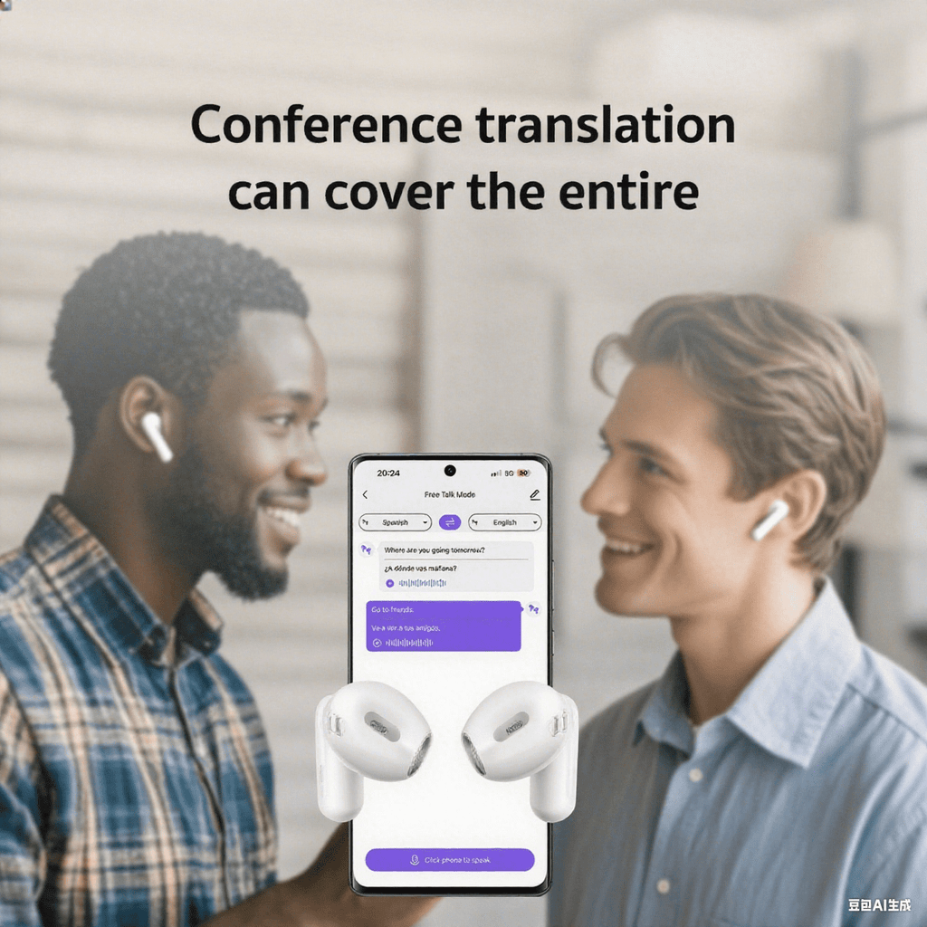 NE20 Wireless Bluetooth 6.0 In-Ear Earbuds, AI Translator, Noise-Cancelling Headphones, LED Touch Screen, 130+ Languages, 24H,Black