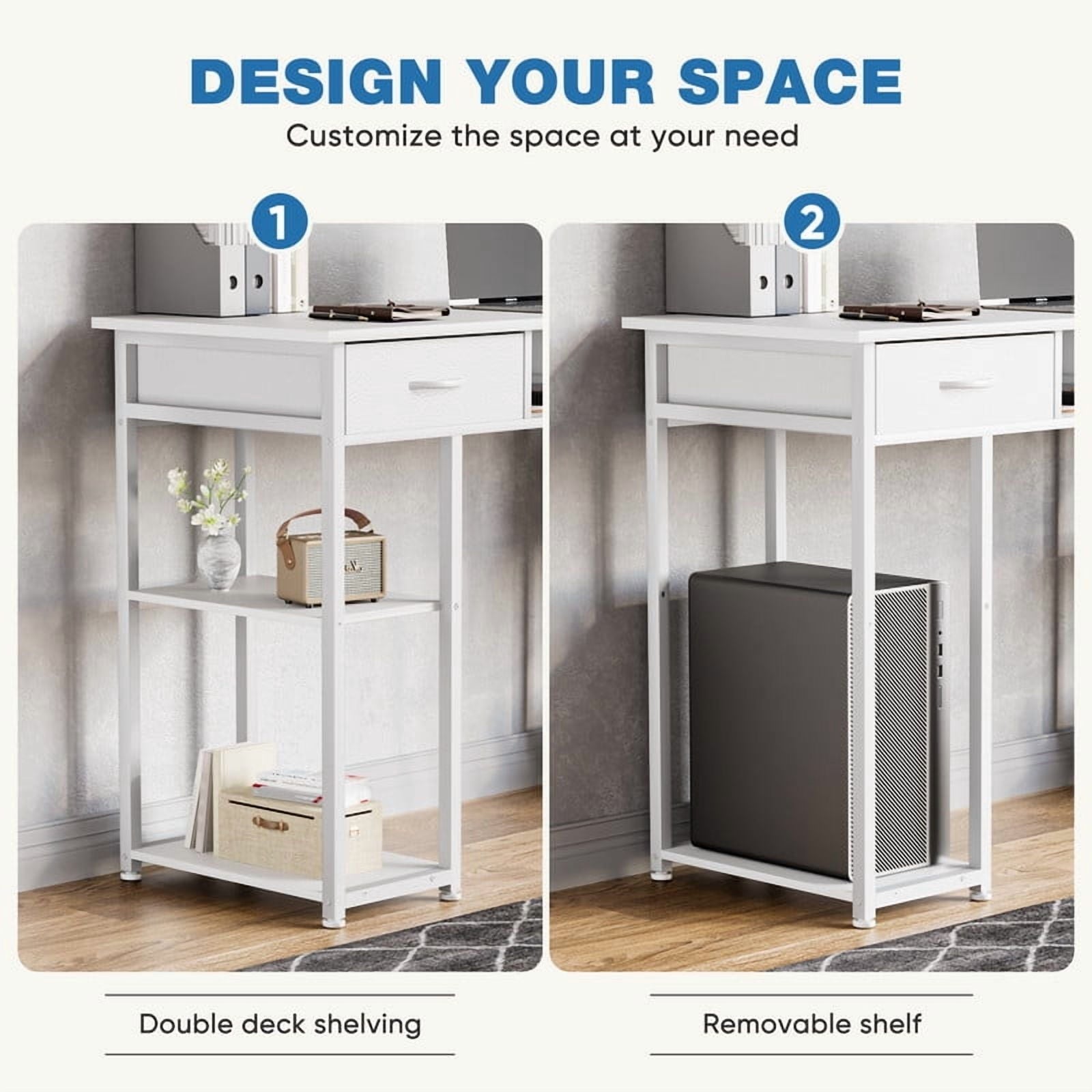 MCQ 48 Inch Desk with 2 Drawers Bedroom Kids Student Vanity Home Office Computer PC Table,White