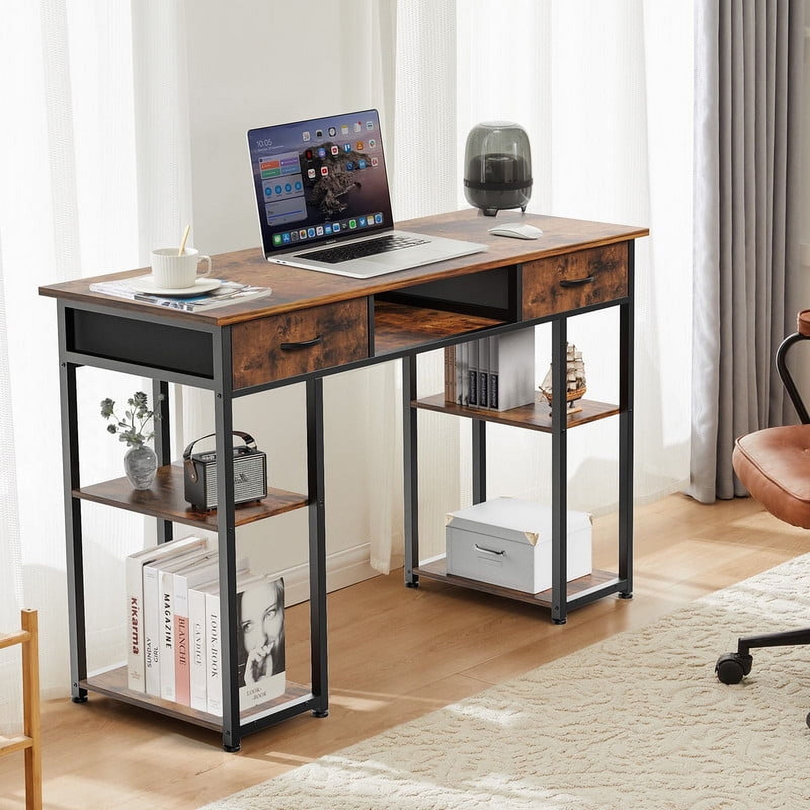 MCQ 48 Inch Desk with 2 Drawers Bedroom Kids Student Vanity Home Office Computer PC Table,White