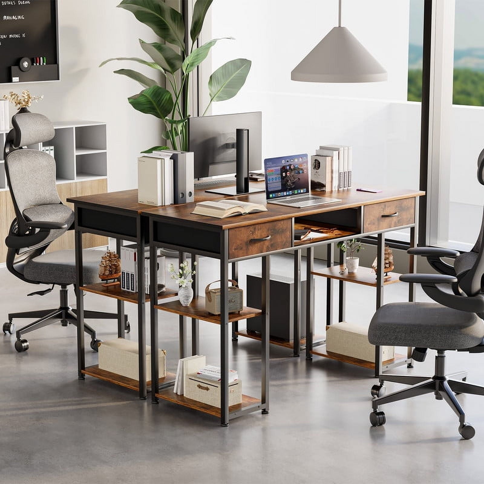 MCQ 48 Inch Desk with 2 Drawers Bedroom Kids Student Vanity Home Office Computer PC Table,White