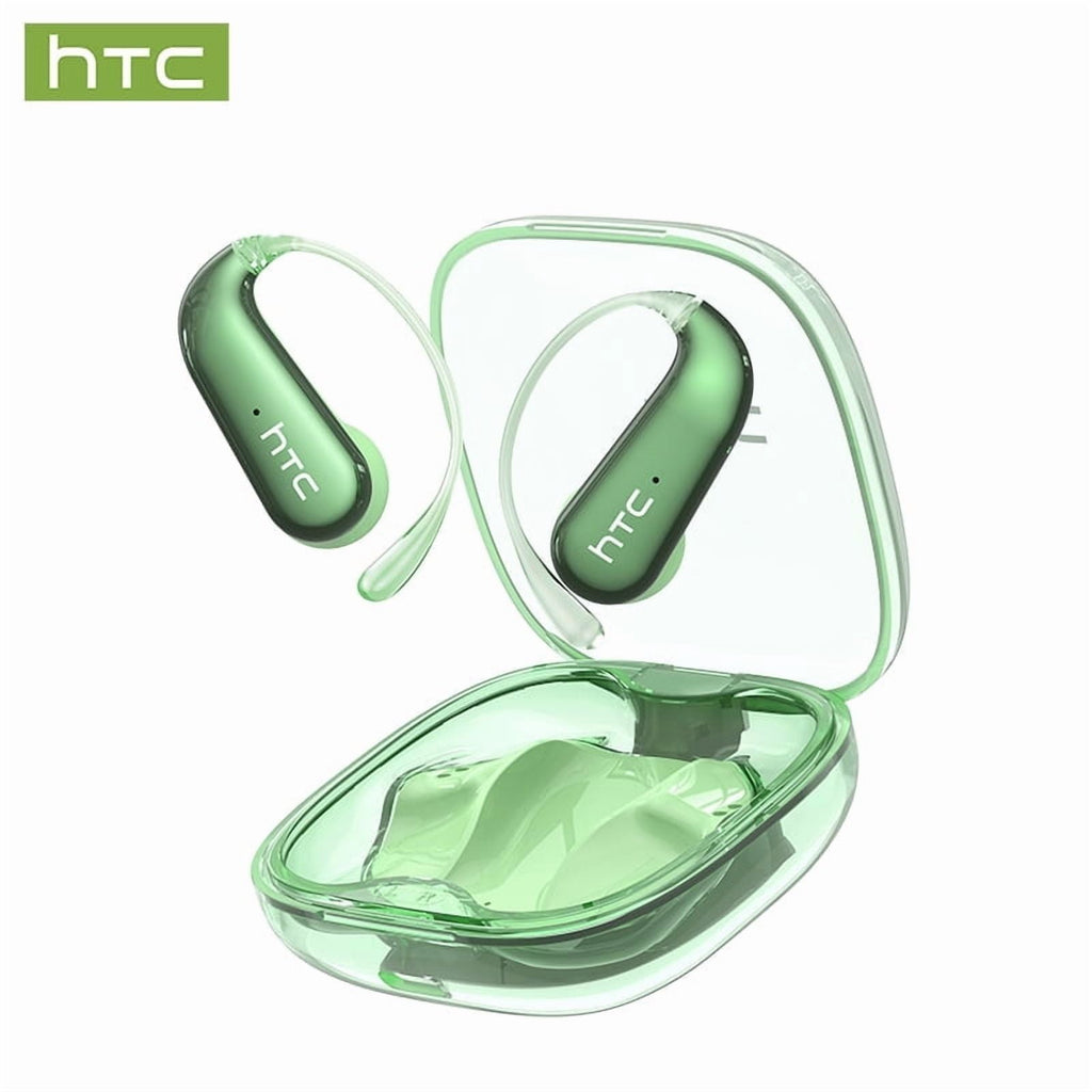 HTC NE38 Bluetooth 6.0 Open-Ear Earbuds, AI Translator, Noise-Cancelling, 130+ Languages, 40H Playtime, IPX5 Waterproof, Orange+Earbud Case