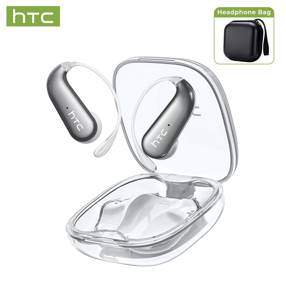 HTC NE38 Bluetooth 6.0 Open-Ear Earbuds, AI Translator, Noise-Cancelling, 130+ Languages, 40H Playtime, IPX5 Waterproof, Orange+Earbud Case