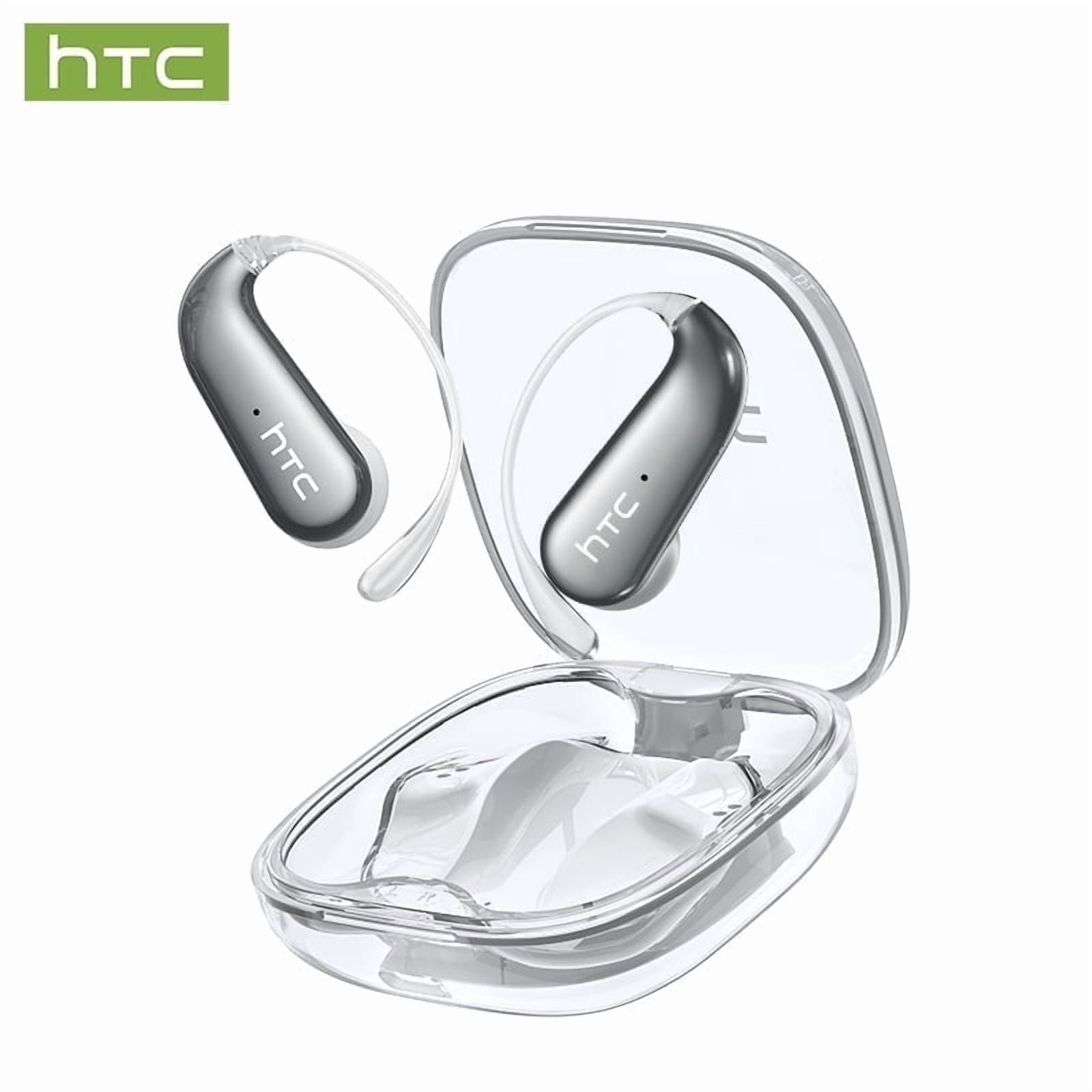 HTC NE38 Bluetooth 6.0 Open-Ear Earbuds, AI Translator, Noise-Cancelling, 130+ Languages, 40H Playtime, IPX5 Waterproof, Orange+Earbud Case