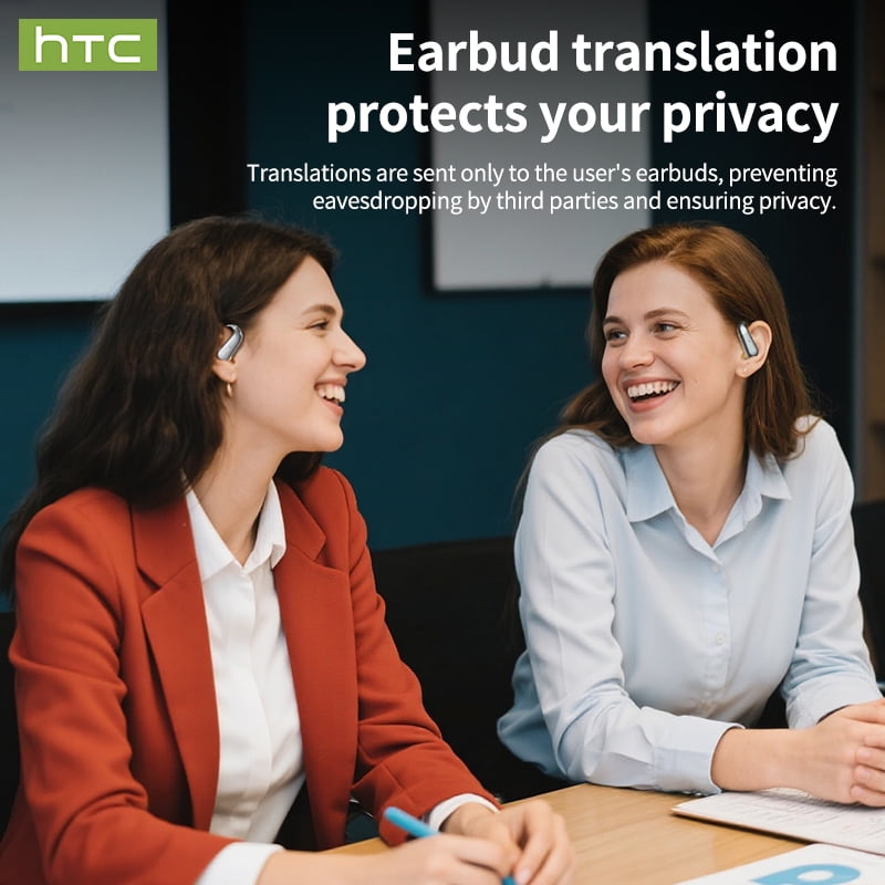 HTC NE38 Bluetooth 6.0 Open-Ear Earbuds, AI Translator, Noise-Cancelling, 130+ Languages, 40H Playtime, IPX5 Waterproof, Orange+Earbud Case
