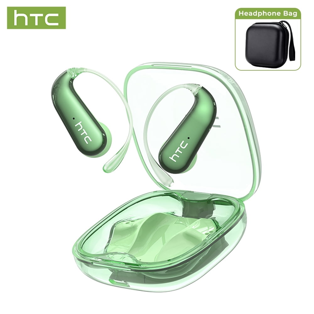 HTC NE38 Bluetooth 6.0 Open-Ear Earbuds, AI Translator, Noise-Cancelling, 130+ Languages, 40H Playtime, IPX5 Waterproof, Orange+Earbud Case