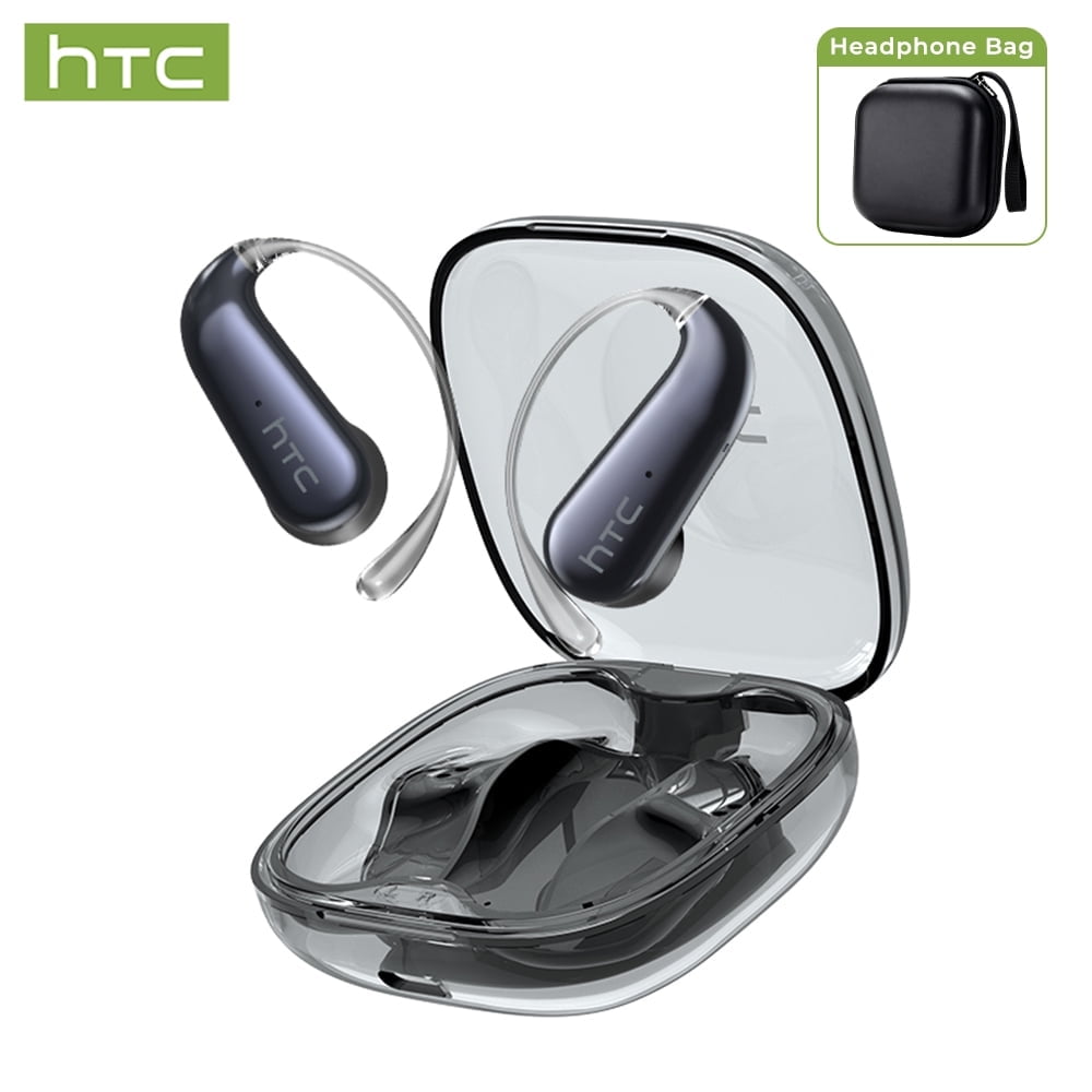 HTC NE38 Bluetooth 6.0 Open-Ear Earbuds, AI Translator, Noise-Cancelling, 130+ Languages, 40H Playtime, IPX5 Waterproof, Orange+Earbud Case