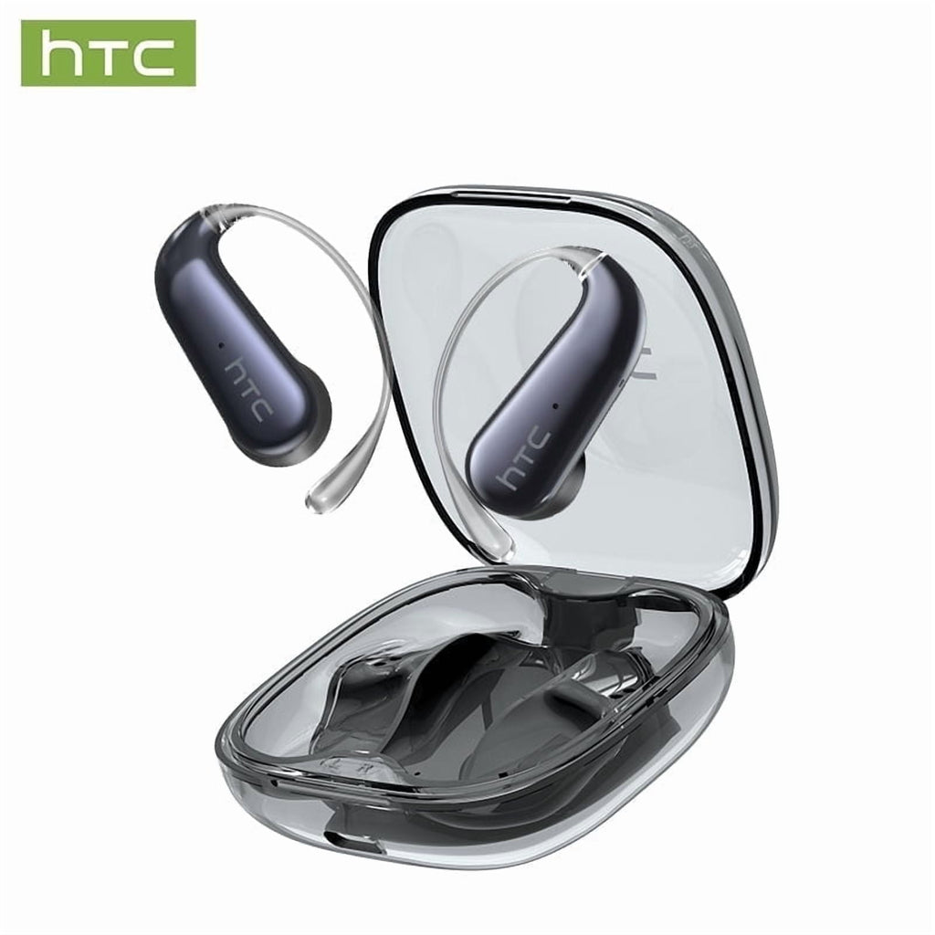HTC NE38 Bluetooth 6.0 Open-Ear Earbuds, AI Translator, Noise-Cancelling, 130+ Languages, 40H Playtime, IPX5 Waterproof, Orange+Earbud Case