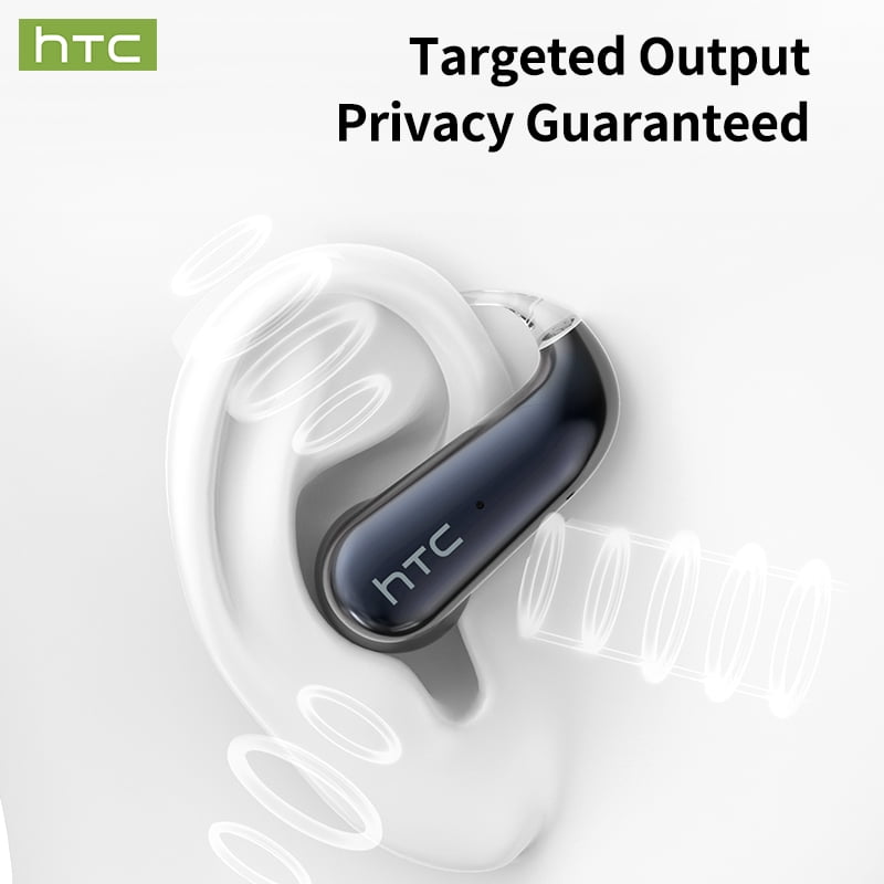 HTC NE38 Bluetooth 6.0 Open-Ear Earbuds, AI Translator, Noise-Cancelling, 130+ Languages, 40H Playtime, IPX5 Waterproof, Orange+Earbud Case