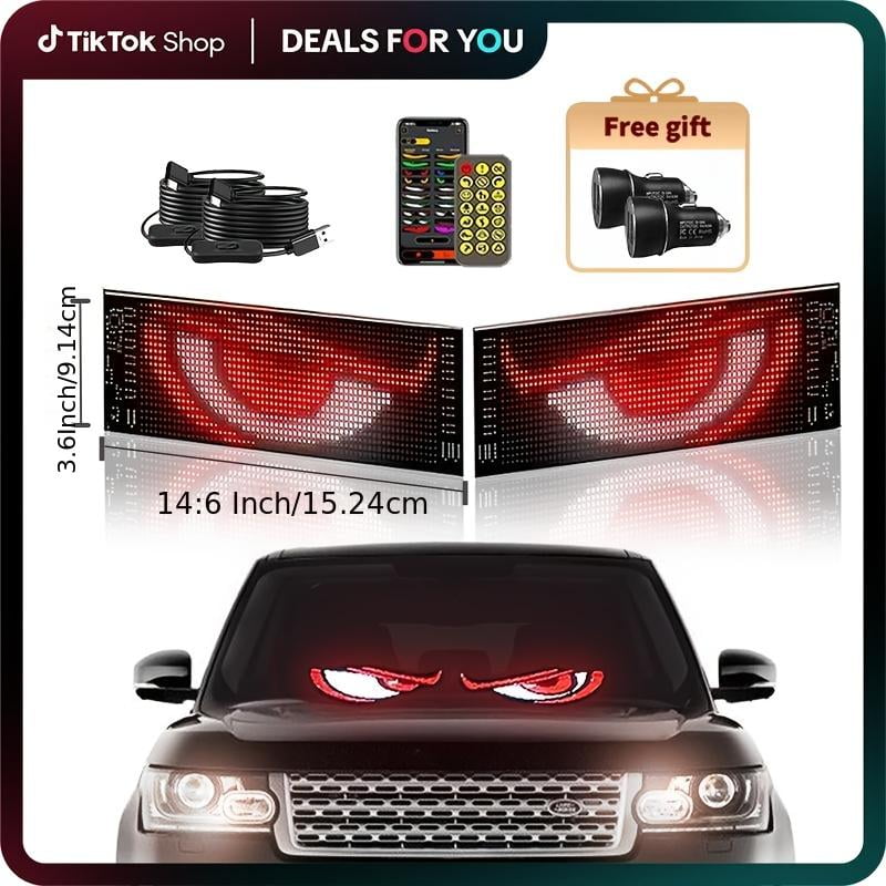 2-Pack Adjustable LED Matrix Panels Full-Color Programmable for Car Interior Party Bar (No Batteries)