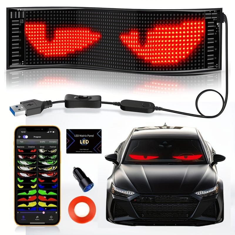 2-Pack Adjustable LED Matrix Panels Full-Color Programmable for Car Interior Party Bar (No Batteries)