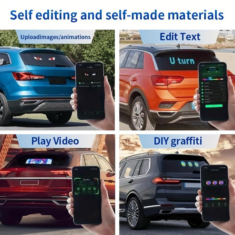 2-Pack Adjustable LED Matrix Panels Full-Color Programmable for Car Interior Party Bar (No Batteries)