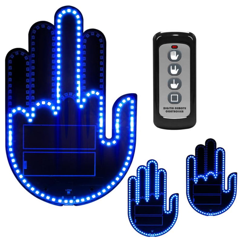 Wireless control of LED Car Gesture Light with Remote Control, Recyclable &amp; Rechargeable, Fun Rear Window Sign,Calming Road Rage, Ambient Lighting Kit,3 Modes Adjustable Finger Lights.