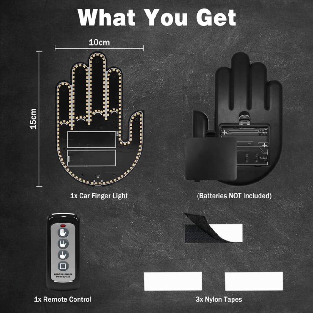 Wireless control of LED Car Gesture Light with Remote Control, Recyclable &amp; Rechargeable, Fun Rear Window Sign,Calming Road Rage, Ambient Lighting Kit,3 Modes Adjustable Finger Lights.