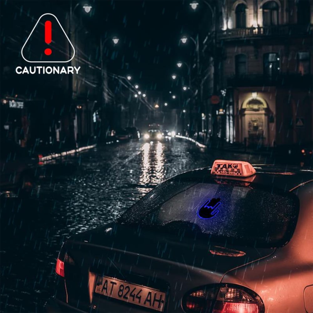 Wireless control of LED Car Gesture Light with Remote Control, Recyclable &amp; Rechargeable, Fun Rear Window Sign,Calming Road Rage, Ambient Lighting Kit,3 Modes Adjustable Finger Lights.