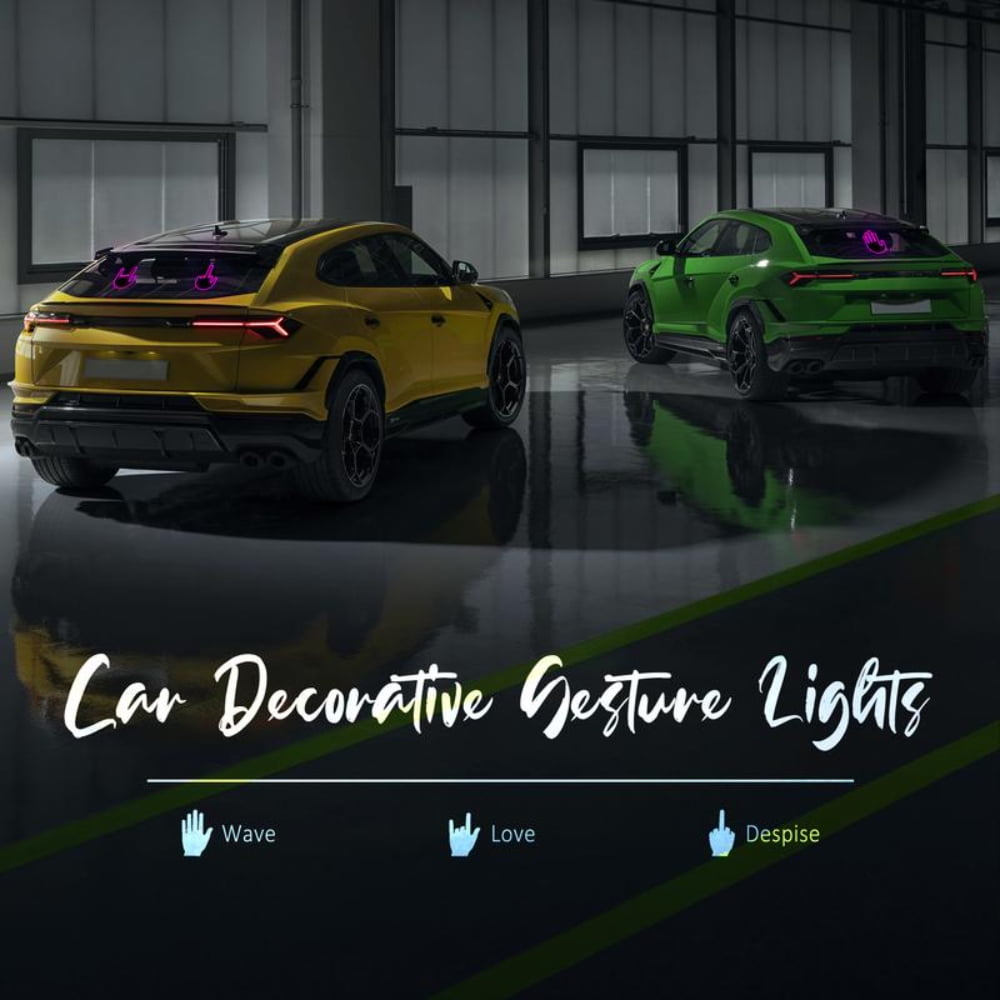 Wireless control of LED Car Gesture Light with Remote Control, Recyclable &amp; Rechargeable, Fun Rear Window Sign,Calming Road Rage, Ambient Lighting Kit,3 Modes Adjustable Finger Lights.