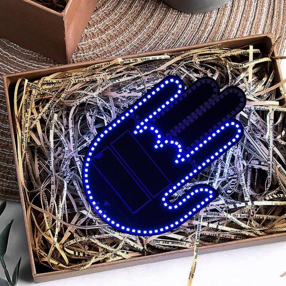 Wireless control of LED Car Gesture Light with Remote Control, Recyclable &amp; Rechargeable, Fun Rear Window Sign,Calming Road Rage, Ambient Lighting Kit,3 Modes Adjustable Finger Lights.