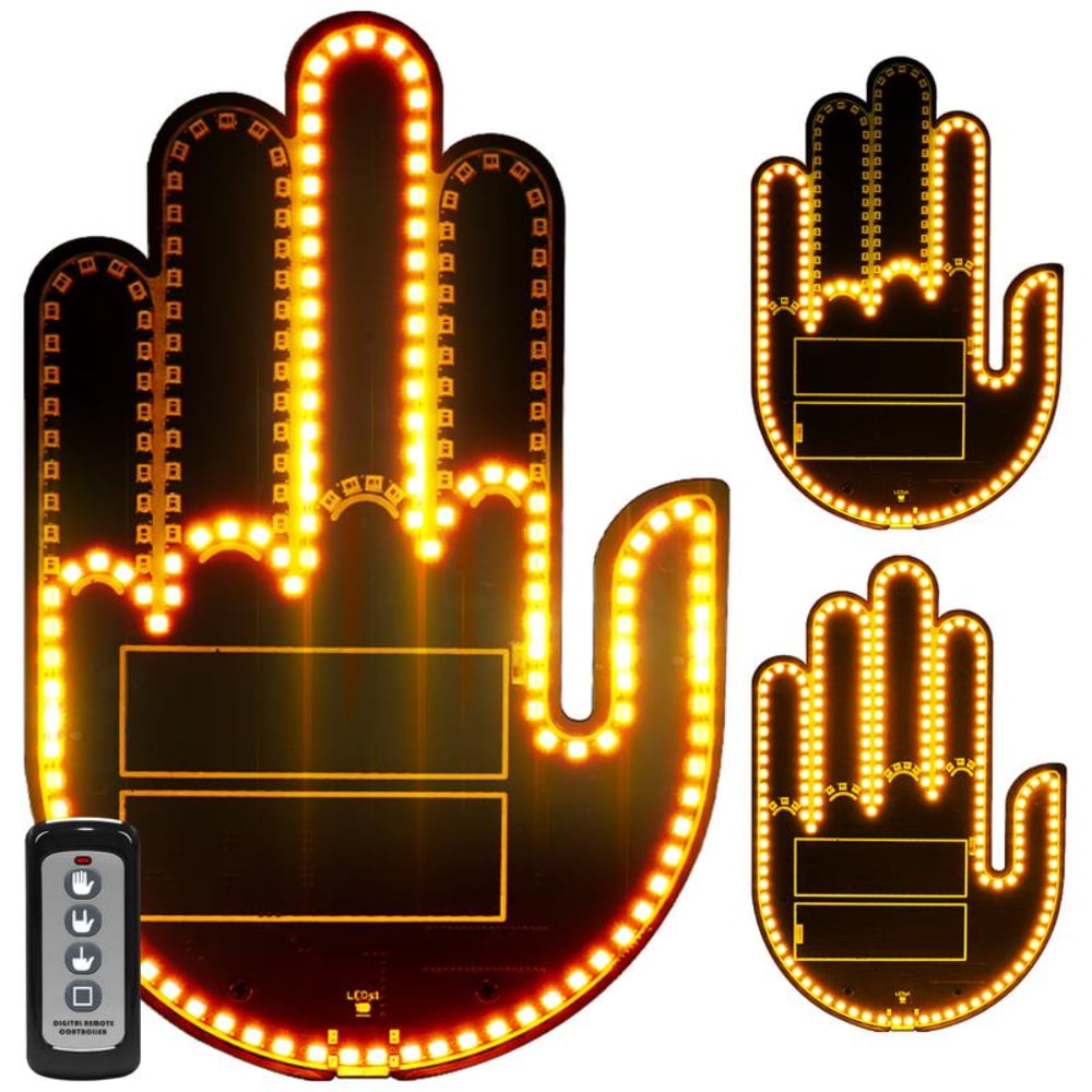 Wireless control of LED Car Gesture Light with Remote Control, Recyclable &amp; Rechargeable, Fun Rear Window Sign,Calming Road Rage, Ambient Lighting Kit,3 Modes Adjustable Finger Lights.