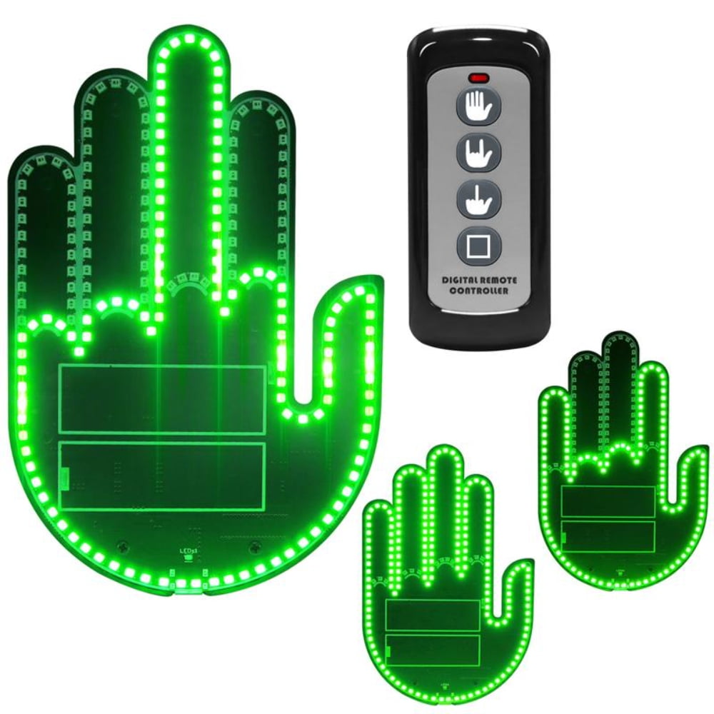 Wireless control of LED Car Gesture Light with Remote Control, Recyclable &amp; Rechargeable, Fun Rear Window Sign,Calming Road Rage, Ambient Lighting Kit,3 Modes Adjustable Finger Lights.