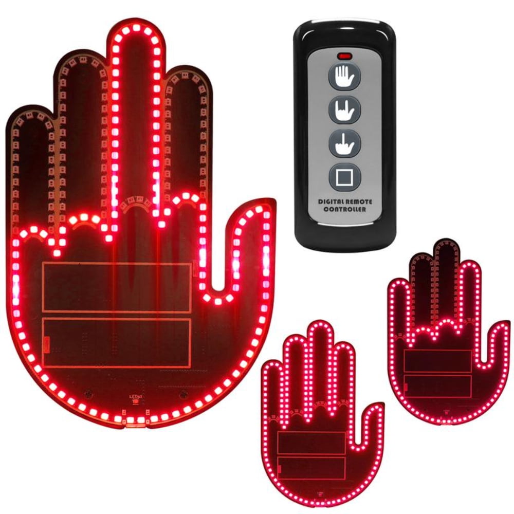 Wireless control of LED Car Gesture Light with Remote Control, Recyclable &amp; Rechargeable, Fun Rear Window Sign,Calming Road Rage, Ambient Lighting Kit,3 Modes Adjustable Finger Lights.
