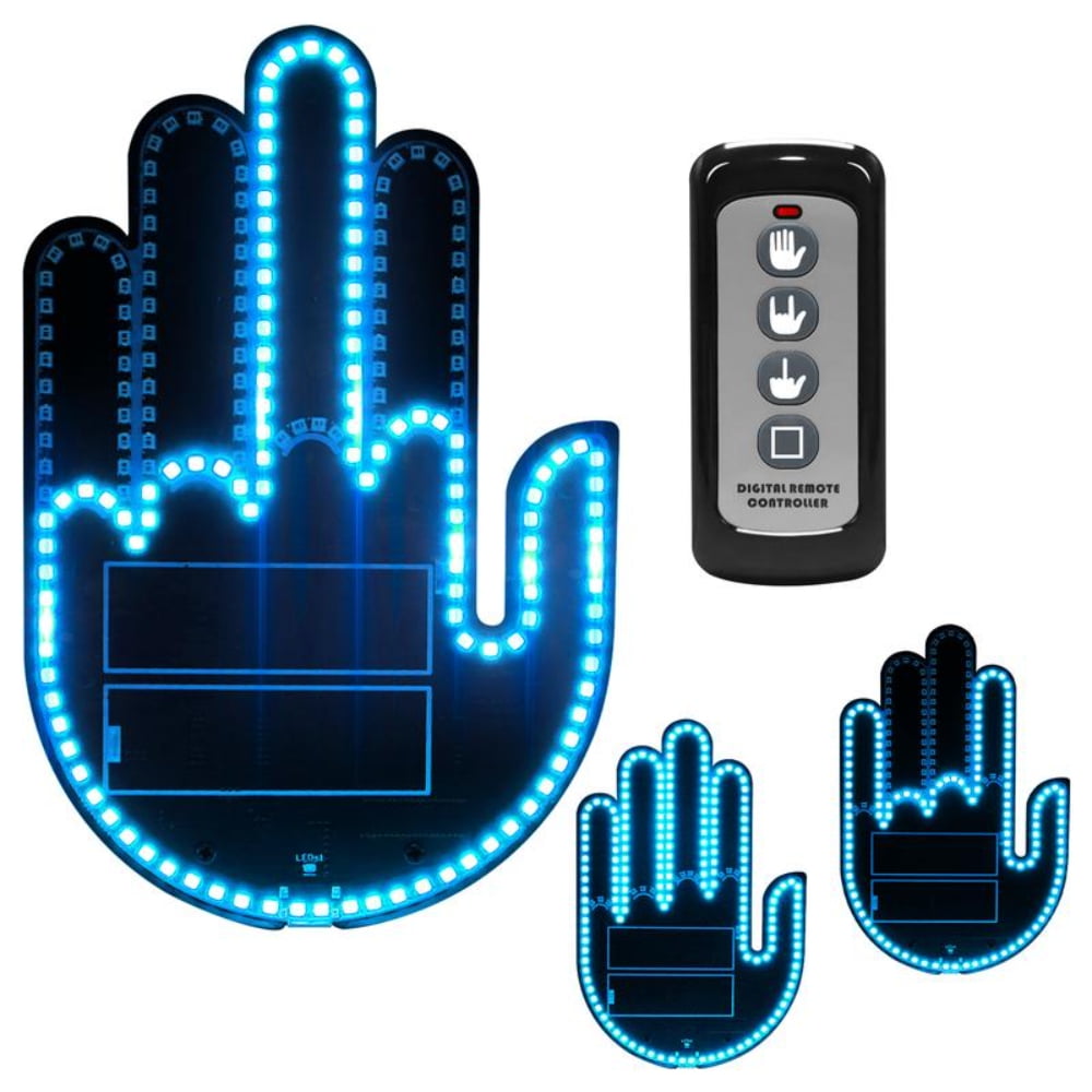 Wireless control of LED Car Gesture Light with Remote Control, Recyclable &amp; Rechargeable, Fun Rear Window Sign,Calming Road Rage, Ambient Lighting Kit,3 Modes Adjustable Finger Lights.