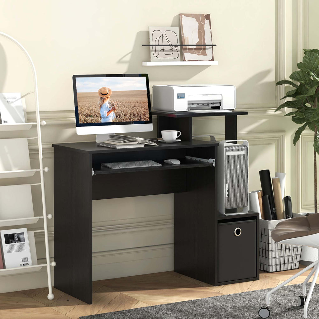 Costway Home Office Computer Desk Space-saving Study Writing Desk with Keyboard Tray White