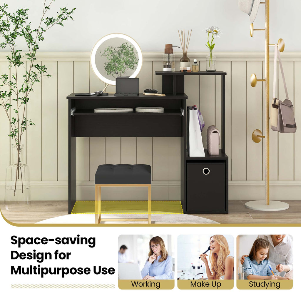 Costway Home Office Computer Desk Space-saving Study Writing Desk with Keyboard Tray White