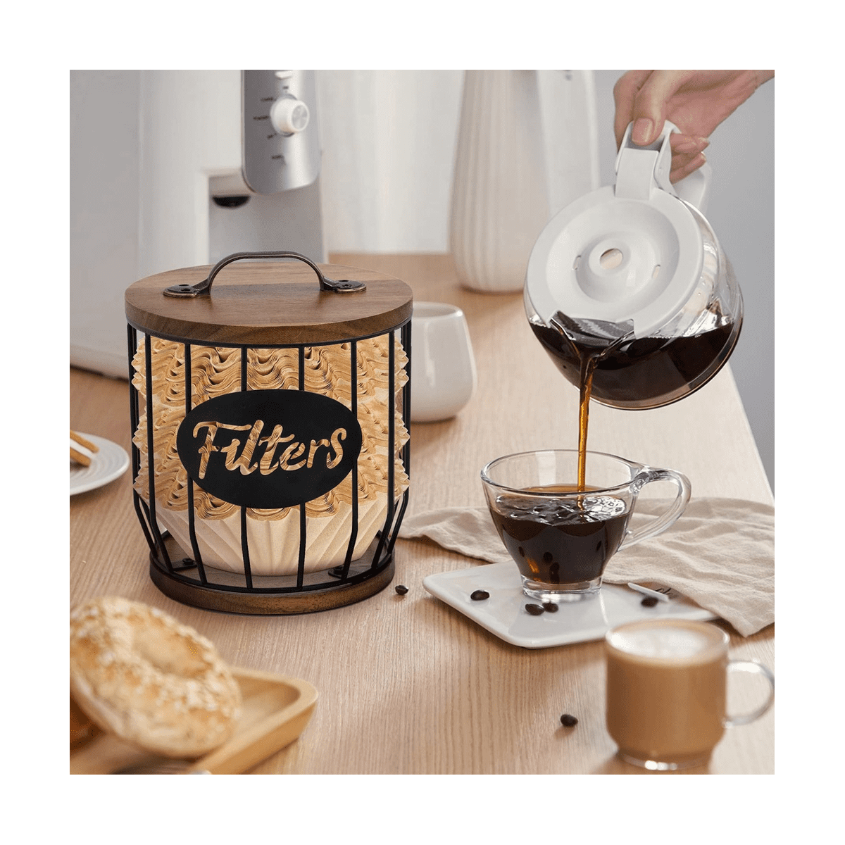 Coffee Filter Holder Storage for Coffee Bar Accessories Beautiful Coffee Filter Storage Container and Dispenser