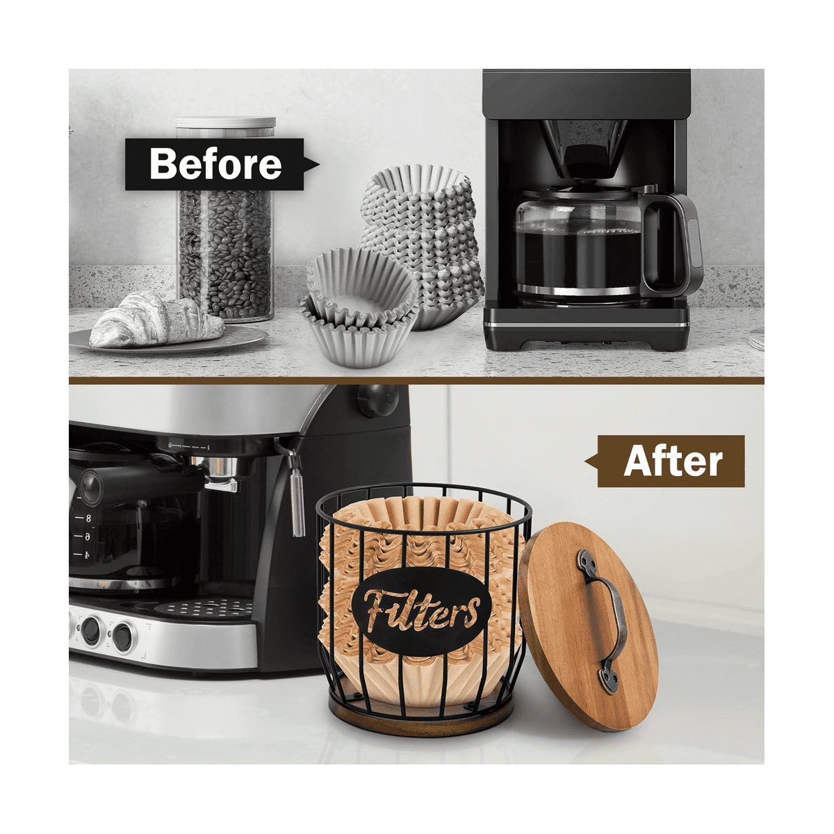 Coffee Filter Holder Storage for Coffee Bar Accessories Beautiful Coffee Filter Storage Container and Dispenser
