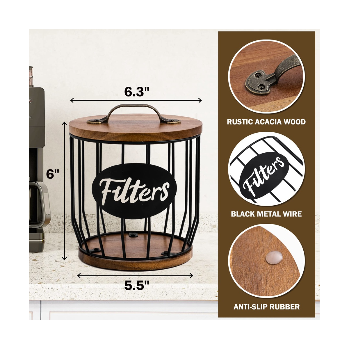 Coffee Filter Holder Storage for Coffee Bar Accessories Beautiful Coffee Filter Storage Container and Dispenser