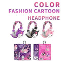 Fashionable Cartoon Purple Kuromi Wireless Connecting Over-Ear Headphones, Stereo Music Noise-Canceling Gaming Headphones